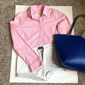 Abercrombie & fitch woman pink button down shirt size S